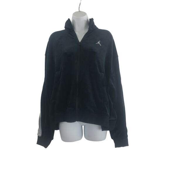 Women's Nike DV1396-010 Jordan Flight Velour Full-Zip Black Jacket Size M New - Picture 2 of 8